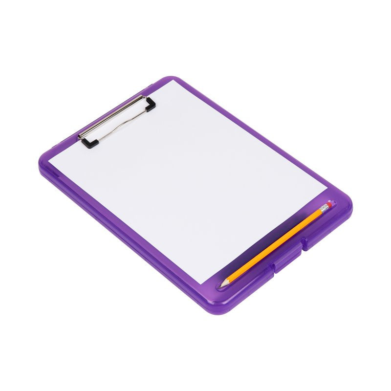 Set of 6 Colorful Plastic Clipboards with Storage for Office & School