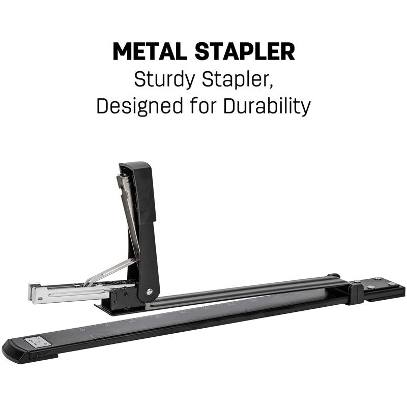 Long Reach Stapler 20 Sheets with 1000 Staples for Booklet Binding - Black