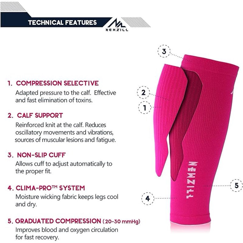 Compression Calf Sleeves 20-30mmHg Support for Running & Recovery - Pink, Small/Medium