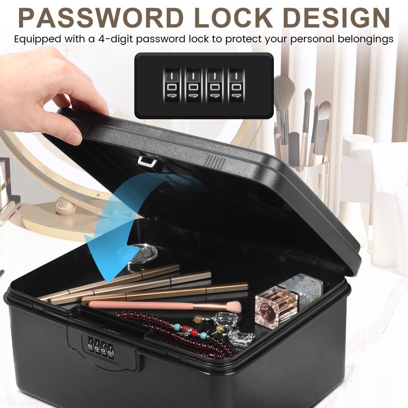 7L Combination Lock Box for Medication & Valuables, Portable Security Container