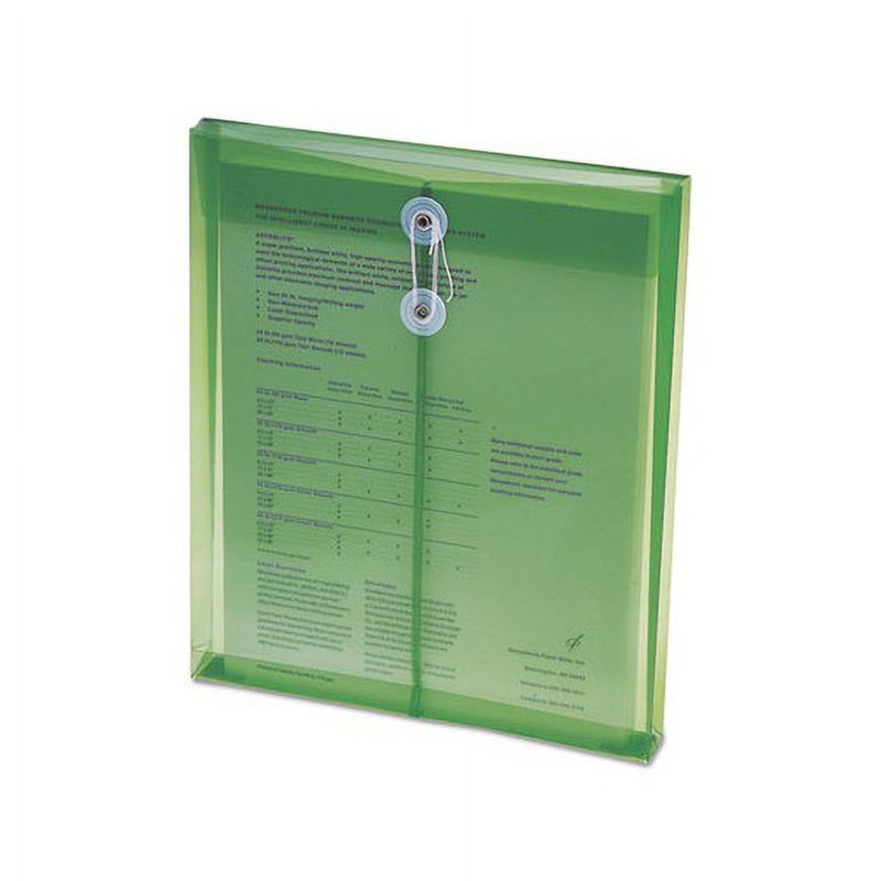 Poly Envelope with String-Tie Closure, Green, 5 Pack - Acid-Free & Water-Resistant Office Storage