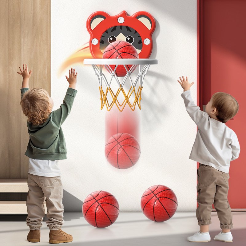 Toddler Indoor Basketball Hoop Set with 4 Balls - Adjustable Height Kids Play Toy