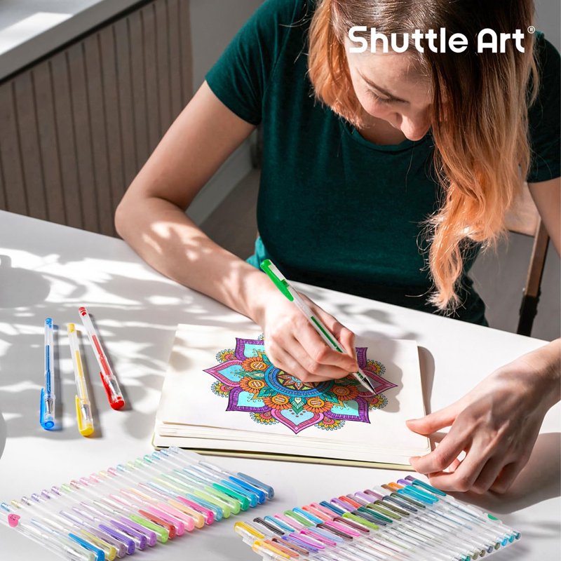 Glitter Gel Pen Set with 120 Colors and Refills for Coloring and Crafting
