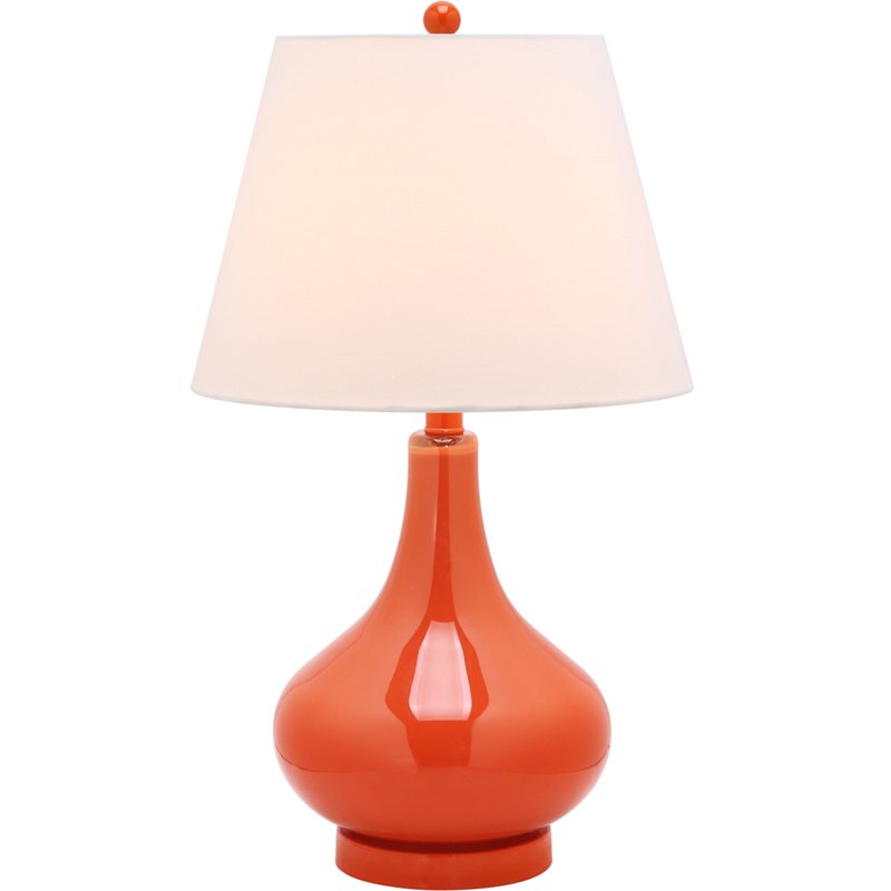 Modern Clear Glass Table Lamp - 25 Inch with Cotton Shade