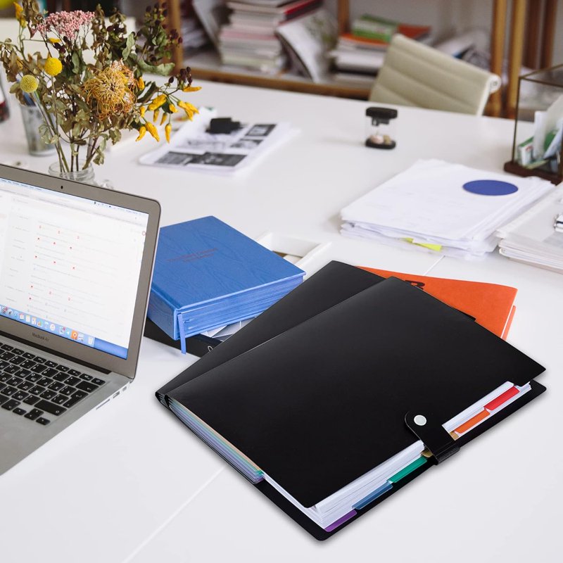 7-Pocket Expanding File Folder Set - Durable Letter & A4 Document Organizer for Office & School