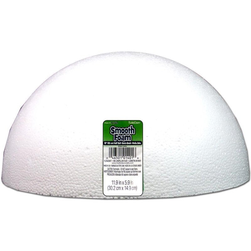 Hollow Foam Half Ball - 11.9 Inch Craft Base for School & Decor