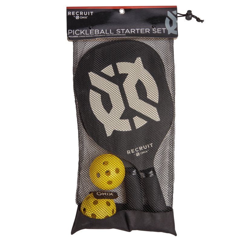 (2 Pack) Pickleball Starter Set for All Ages – 2 Paddles & 2 Balls by ONIX, Black