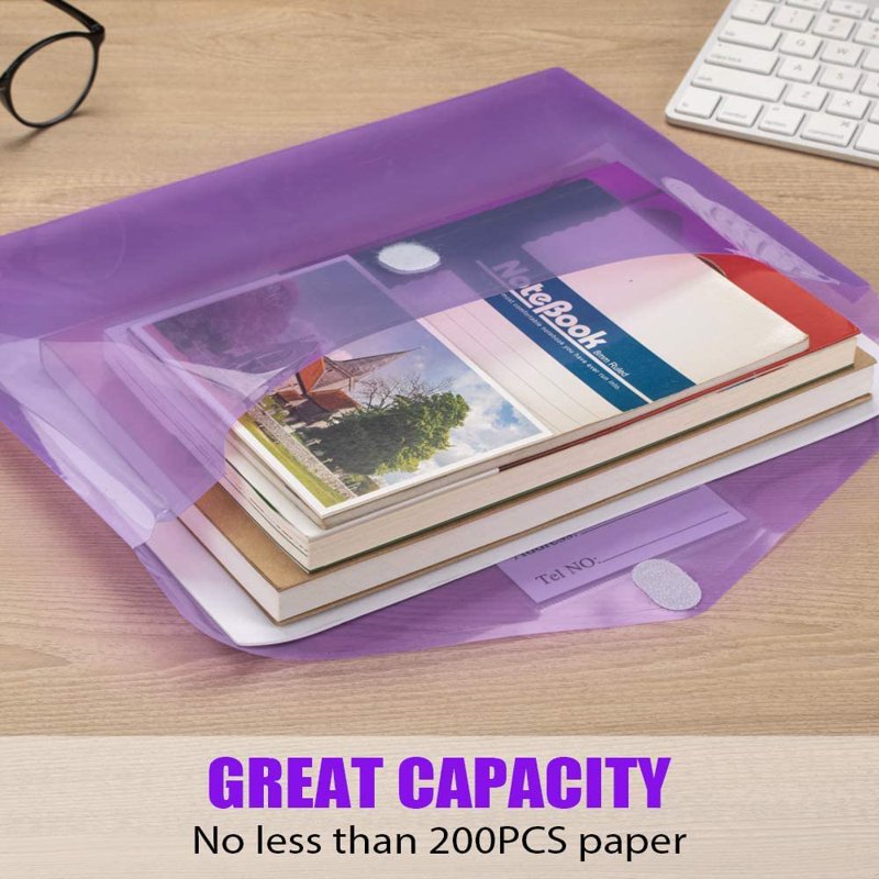 24 Pack Clear Plastic Envelope Folders A4 US Letter Waterproof Document Storage
