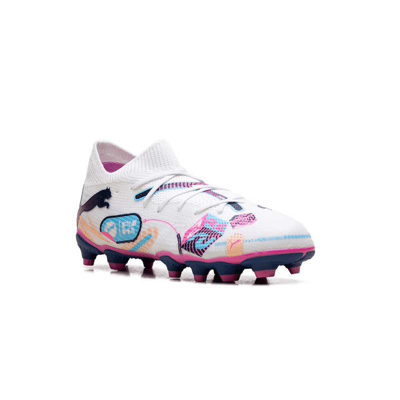 PUMA Future 7 FG/AG Cleats GS 5Y Match Volume Up Luminous Blue Poison Pink