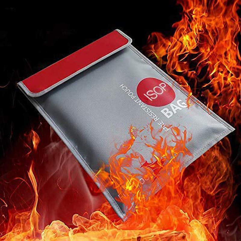 Fireproof Waterproof Document Bag 15x11 Inch Fire Resistant Money Safe Pouch