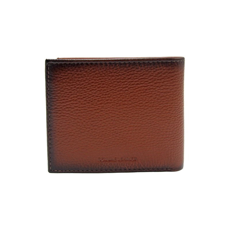 Leather Passcase Wallet with Burnished Edge – Brown, Multiple Card Slots