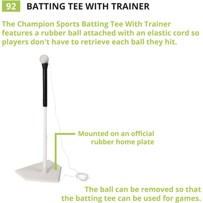 Adjustable Batting Tee Trainer with Rubber Baseball for Baseball & Softball Practice