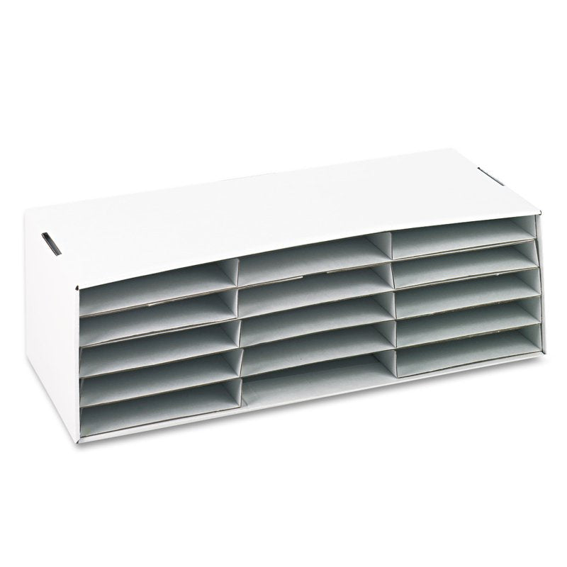 15-Compartment Paper Sorter Organizer for Classroom & Office, White