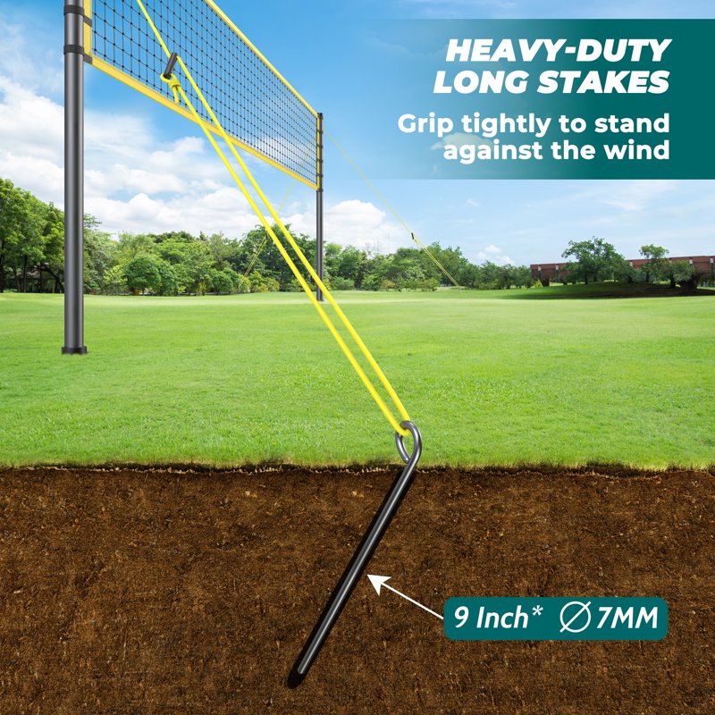 Outdoor Portable Volleyball Net Set System - Adjustable Height, Steel Poles, PU Volleyball, Carrying Bag