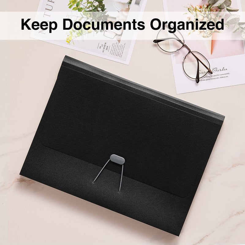 Moisture-Resistant Reinforced Plastic Accordion File 7-Pocket Letter Size Black