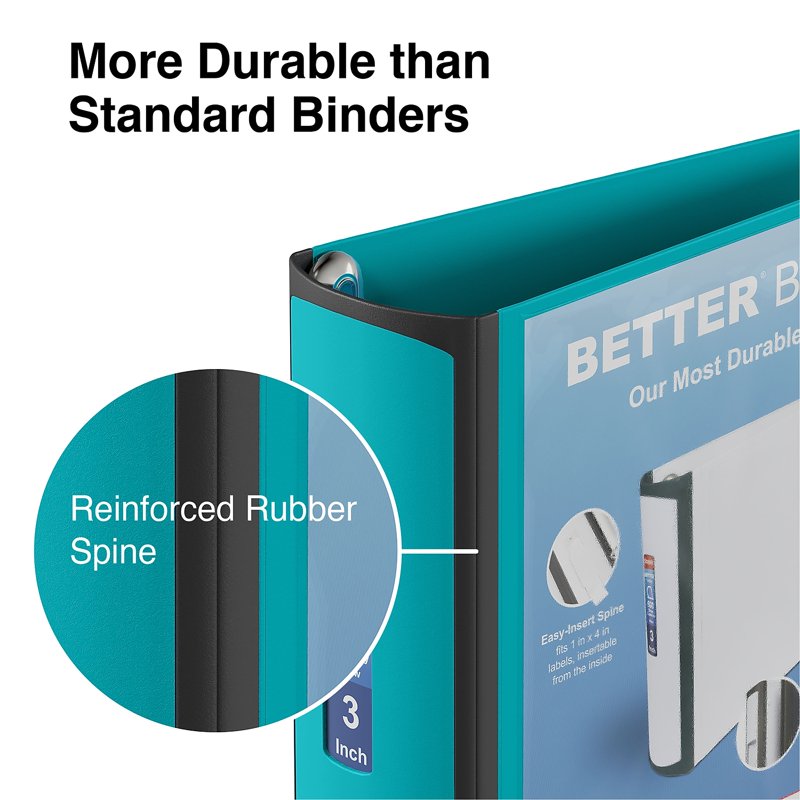 Light Blue 3-Inch 3-Ring View Binder for Office & School Documents - 2 Pack