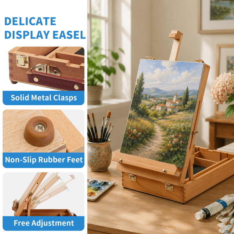 Wooden Tabletop Easel for Painting & Drawing - Portable Art Sketchbox