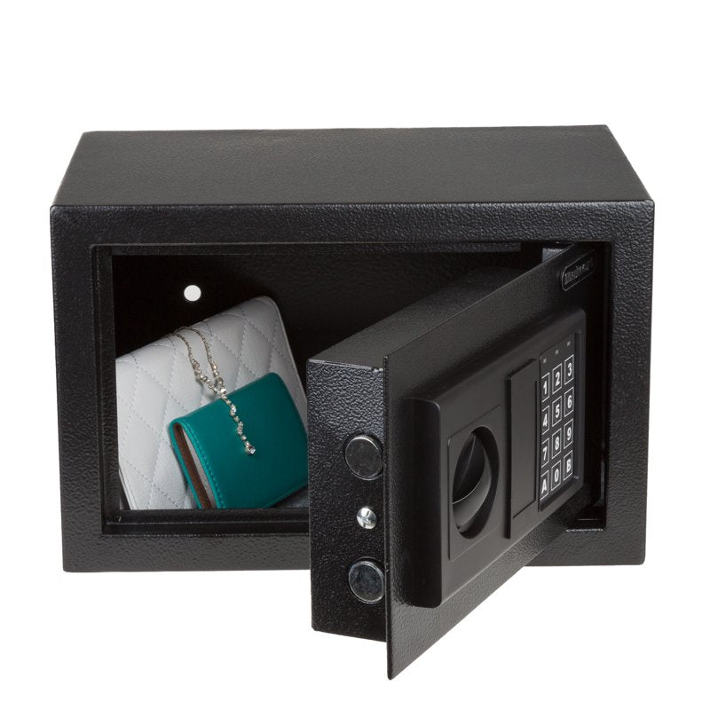 Fire Resistant Steel Digital Safe Box with Keypad and Alarm - Black