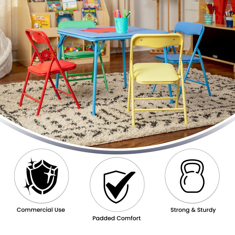 Kids Folding Table and Chairs Set - Multicolor Classroom Furniture for Preschool