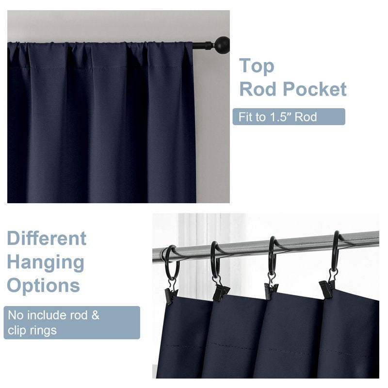 Blackout Window Curtains Set - Thermal Insulated Room Darkening Drapes for Bedroom & Living Room