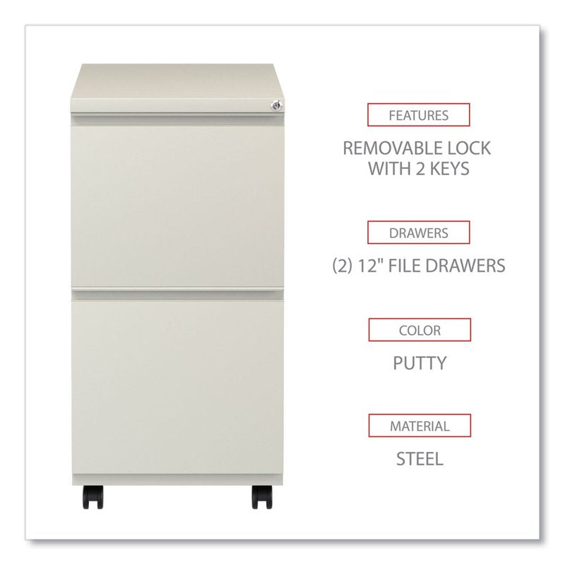 Lockable 2-Drawer Vertical Filing Cabinet - Putty Steel Office Storage