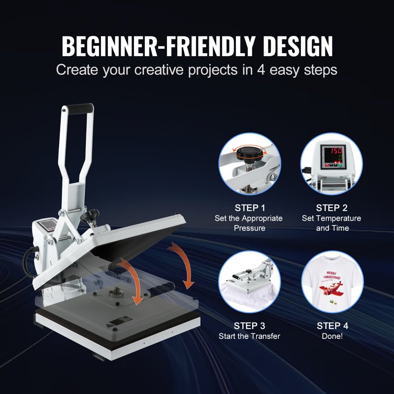 15x15 Inch Heat Press Machine Multifunction T-Shirt Press with Large Workspace