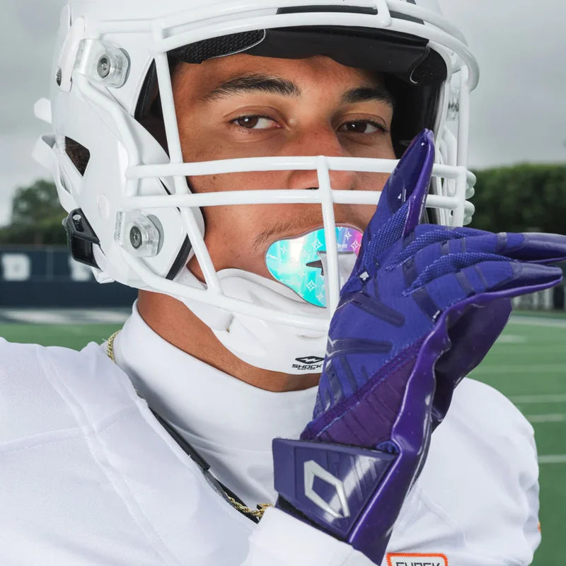 Football Lip Guard - Iridescent White/Clear, No-Boil, One-Piece Molded Fit