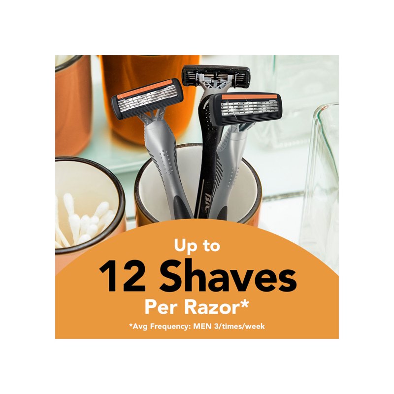 Men's 4-Blade Disposable Razor Pack - 3 Count, Pivoting Head, Aloe Lubricant