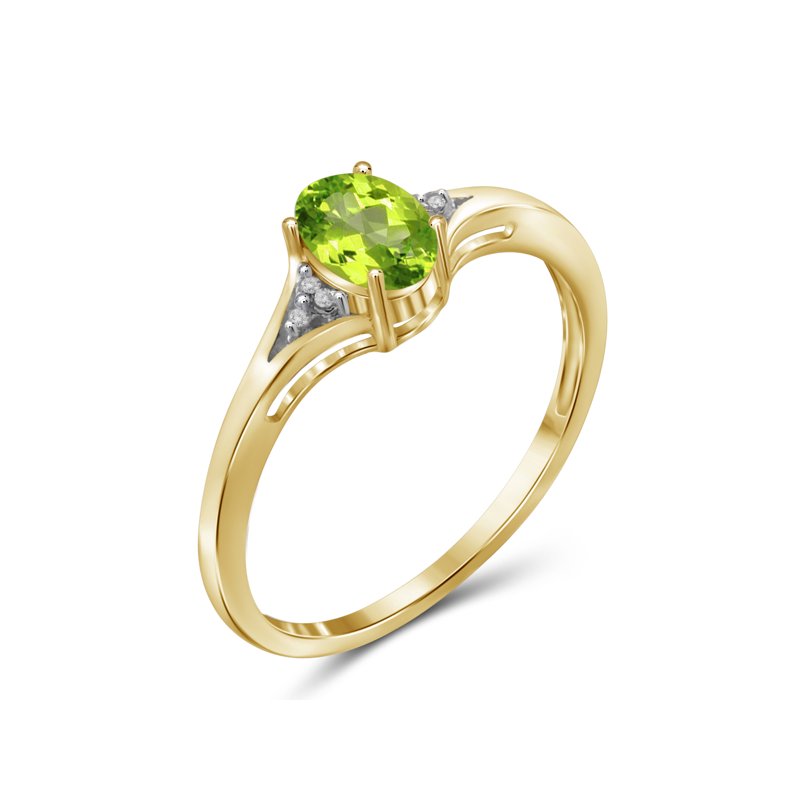 1/2 Carat T.G.W. Peridot and White Diamond Accent Sterling Silver Ring - Size 6