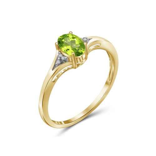 1/2 Carat T.G.W. Peridot and White Diamond Accent Sterling Silver Ring - Size 6