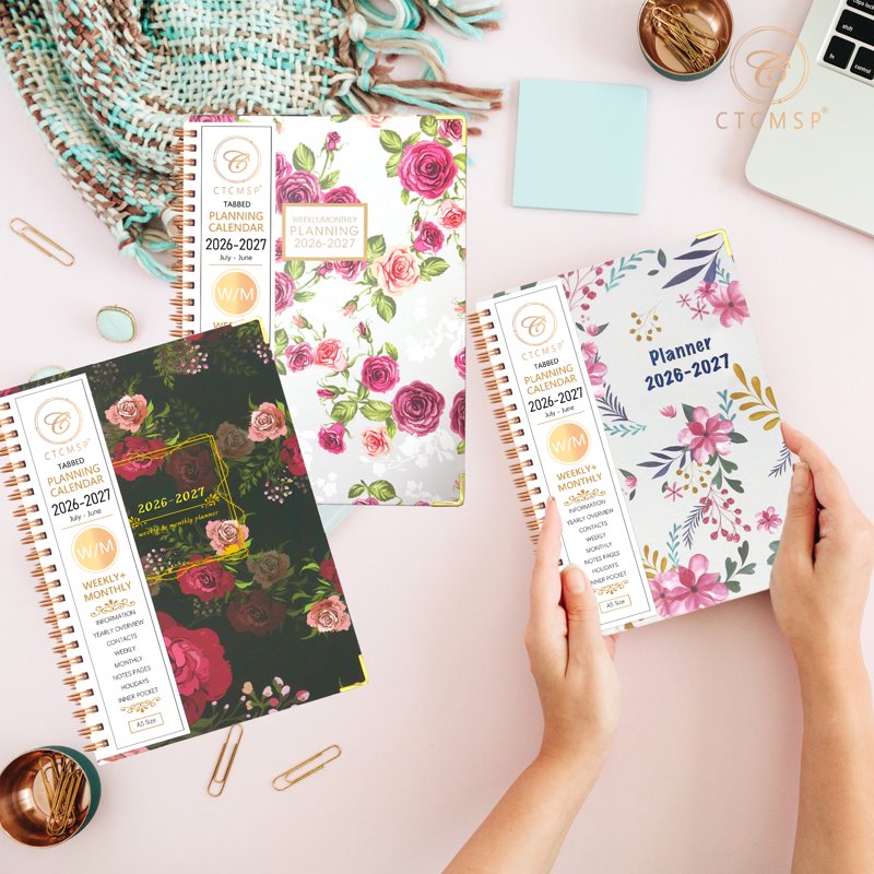 2026-2027 Academic Planner Notebook Floral Weekly & Monthly Organizer