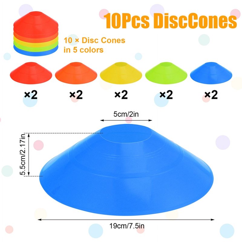 Sports Training Cones Set 24 Training Cones + 10 Disc Cones for Soccer Drills