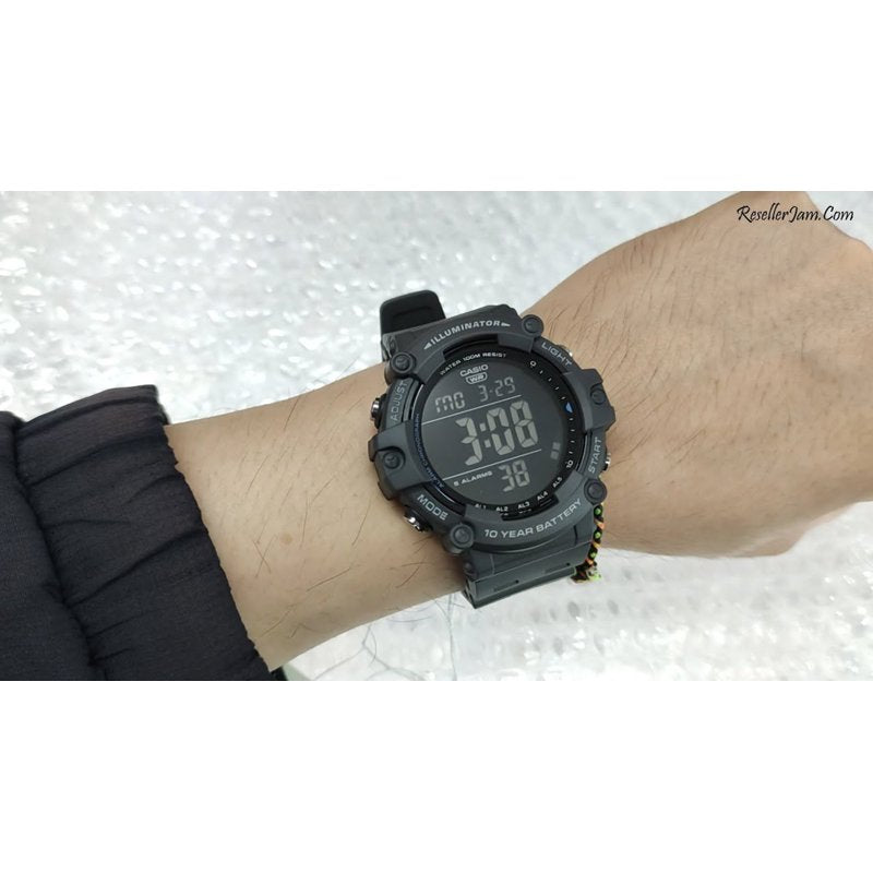 Digital Watch for Men with Large Wide Face and Resin Strap - Water Resistant 100M