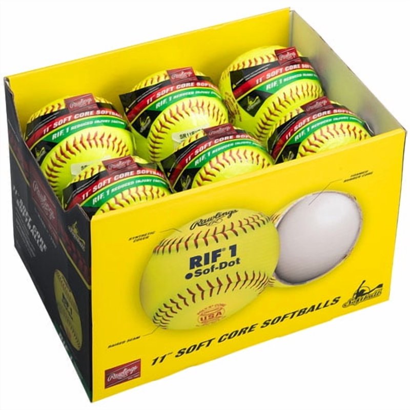 Softball Set - 11 Inch Fast Pitch Softballs for Youth - Bright Yellow, 12 Pack