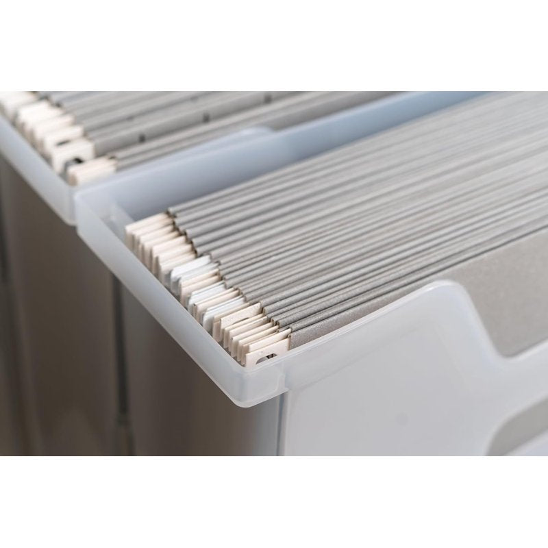 Portable Desktop File Box with Open Top - Letter Size, Clear, Handle