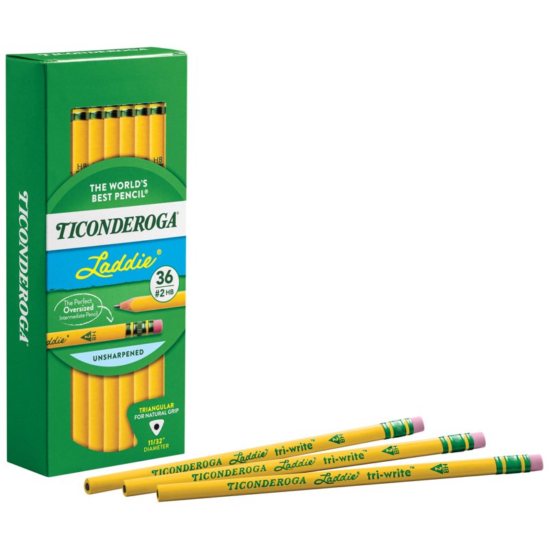 No. 2 Tri-Write Pencils with Eraser - Intermediate Size, Box of 36
