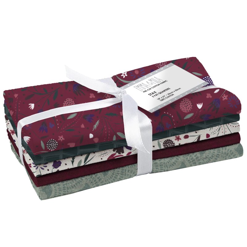 Wild Hearts Cotton Fabric Bundle - 5 Fat Quarters for Quilting & Sewing