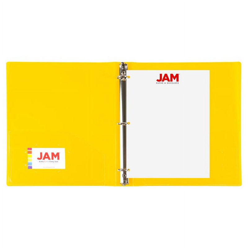 1 Inch Yellow Plastic Binder - 3 Ring Office Organizer, 11.5 x 10.25
