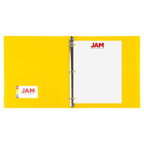 1 Inch Yellow Plastic Binder - 3 Ring Office Organizer, 11.5 x 10.25