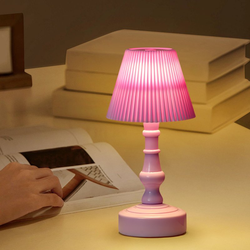 Cordless Bedside Lamp with Soft Light 5.5 Inch Retro Night Light for Bedroom & Living Room