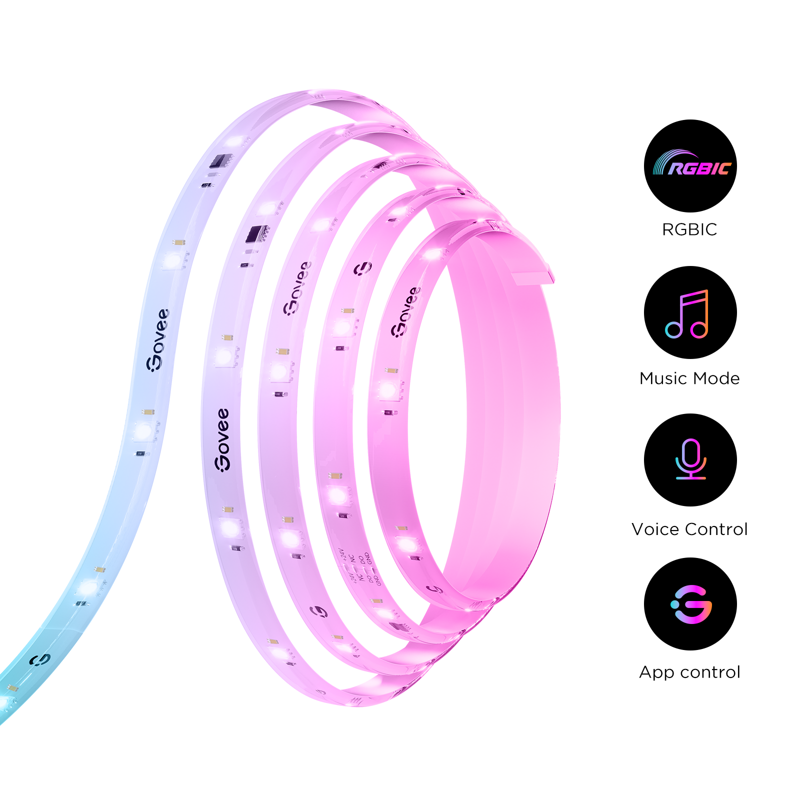 9.8ft Wi-Fi RGBIC LED Strip Light for Bedroom & TV Backlight, Multicolor