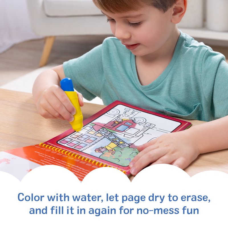 Kids Water Drawing Activity Pad - Reusable Water Reveal Vehicle Scenes