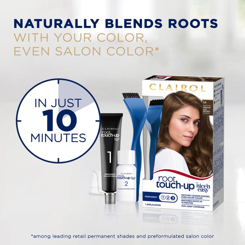 Permanent Hair Dye Kit - Black, Gray Coverage, Root Touch-Up, Easy Application