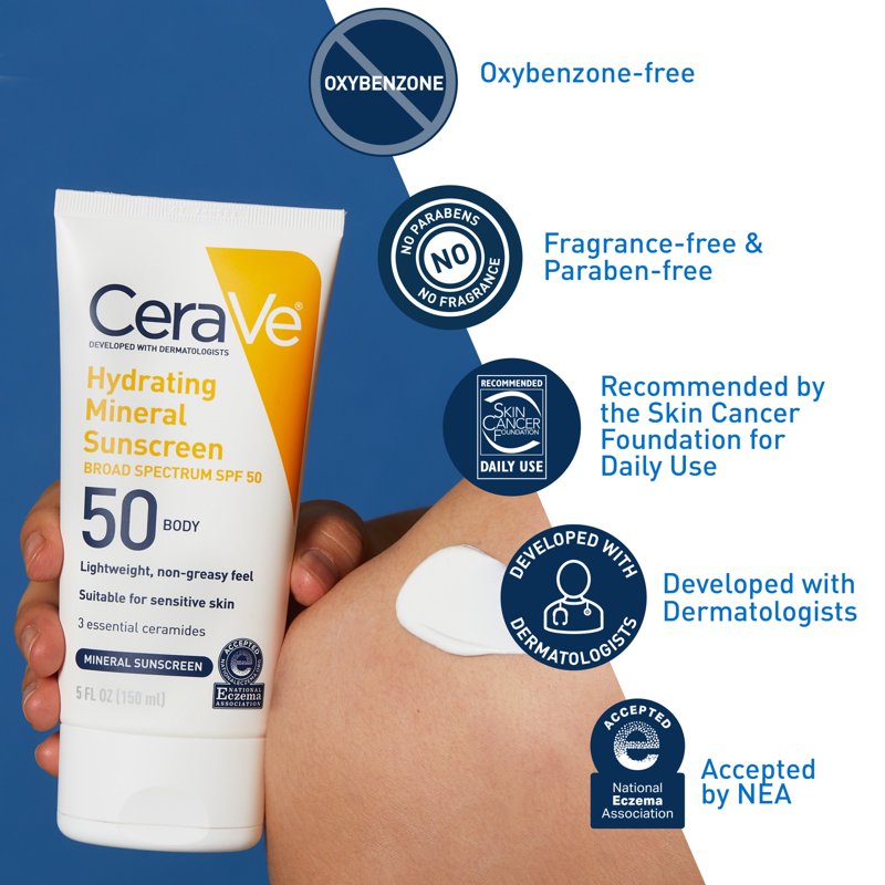 Mineral Sunscreen SPF 50 for Sensitive Skin Kids & Adults Body Lotion