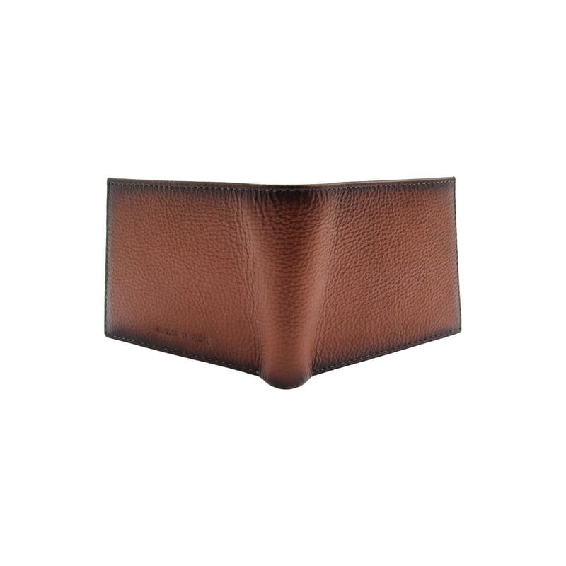 Leather Passcase Wallet with Burnished Edge – Brown, Multiple Card Slots