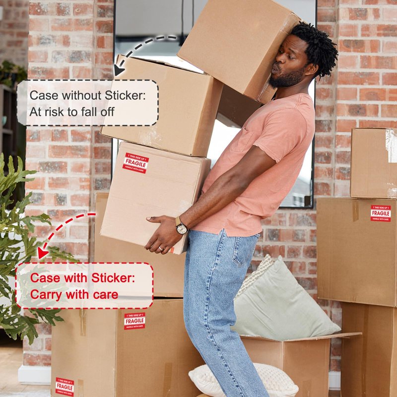 Fragile Shipping Stickers 2x3 Inch - 500 Labels Per Roll, Strong Adhesive