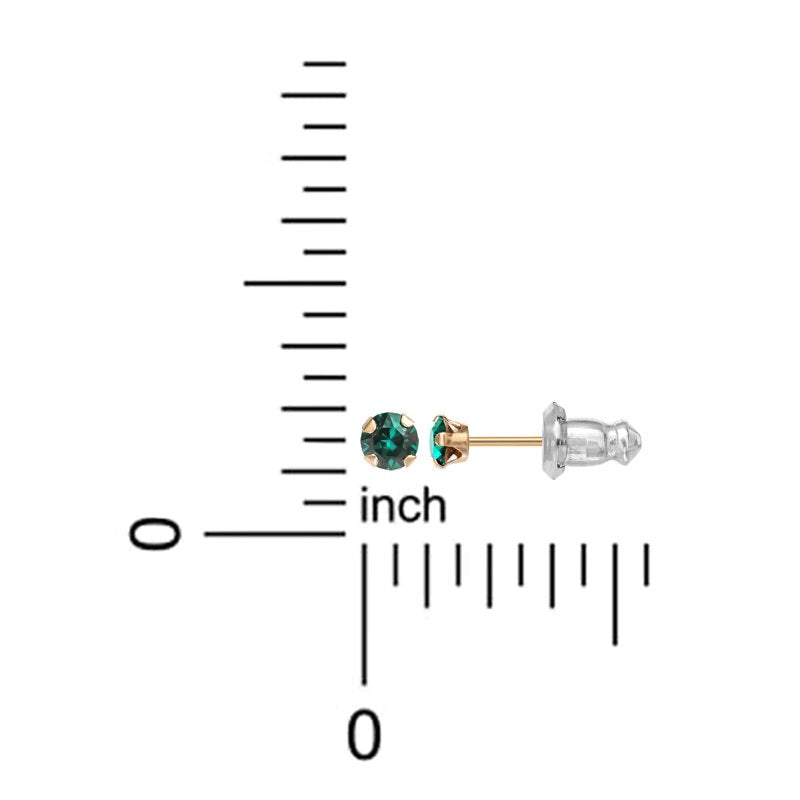 Girl’s 14K Yellow Gold May Birthstone Crystal Stud Earrings - Versatile Gift