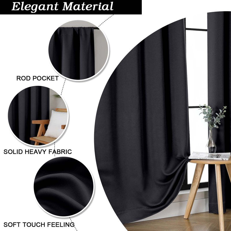 Blackout Curtains 2-Pack - Thermal Insulated Solid Window Drapes for Bedroom & Living Room