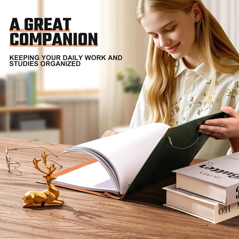 2 Pack Leather 3 Ring Binders for 8.5x11 Paper - 1 Inch Capacity, Green & Brown