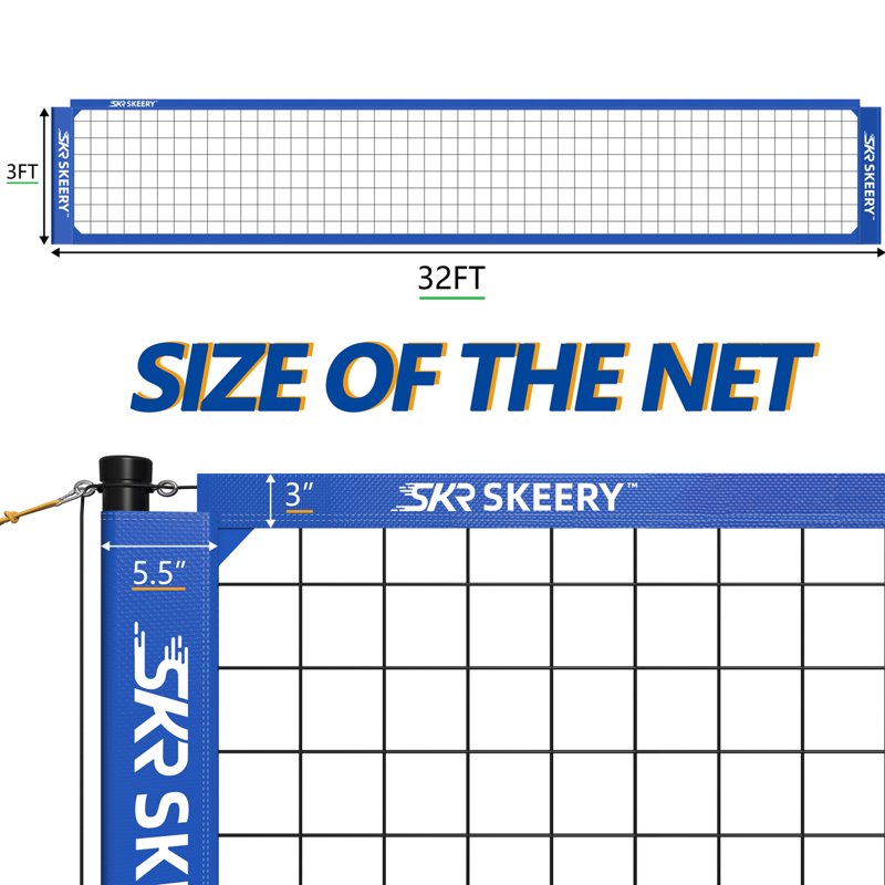 Heavy Duty Outdoor Volleyball Net Set with Aluminum Poles & Adjustable Height